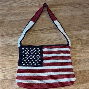 The Sak Crossbody Purse Hand Crochet USA American Flag Patriotic Bag